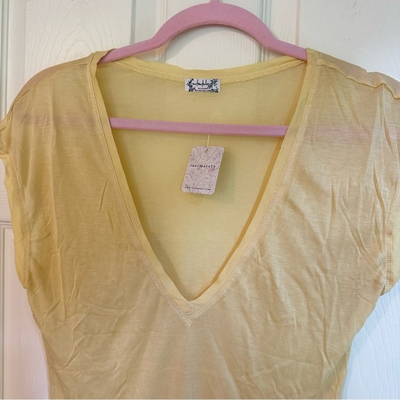 NWT Free People Intimately On Air Yellow V-Neck Tee - Picture 7 of 8